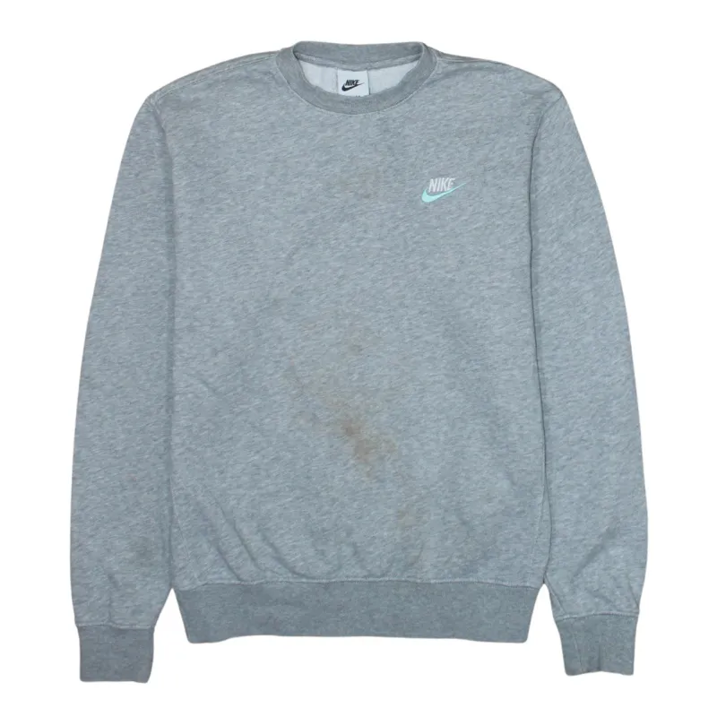 Nike Grey Sweatshirt Men's XSmall Embroidered Chest Logo Crewneck Ribbed Cuffs Pullover made by Nike