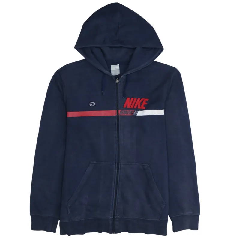 Nike Navy Blue Hoodie Men's Medium Full Zip Printed Logo Split Pockets Sweatshirt sold by Vintage Club