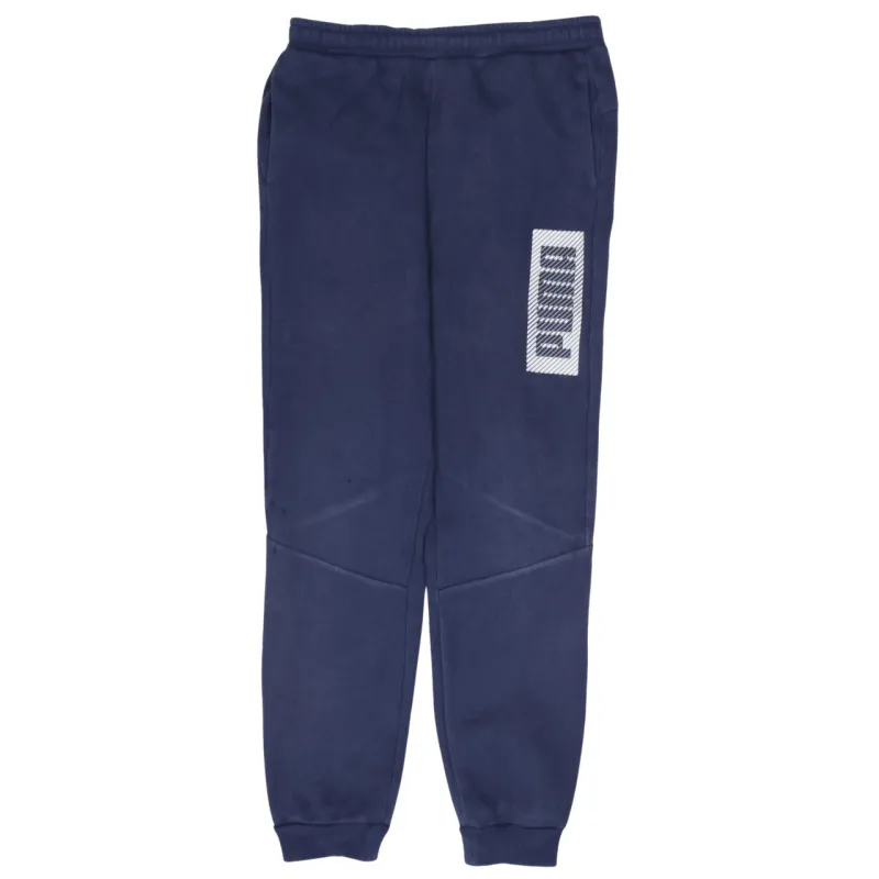 Puma Navy Blue Joggers Men’s 30 Printed Logo Panel Cuffed Fleece Sweatpants made by Puma