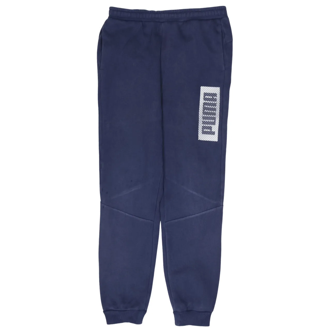 Puma Navy Blue Joggers Men’s 30 Printed Logo Panel Cuffed Fleece Sweatpants sold by Vintage Club