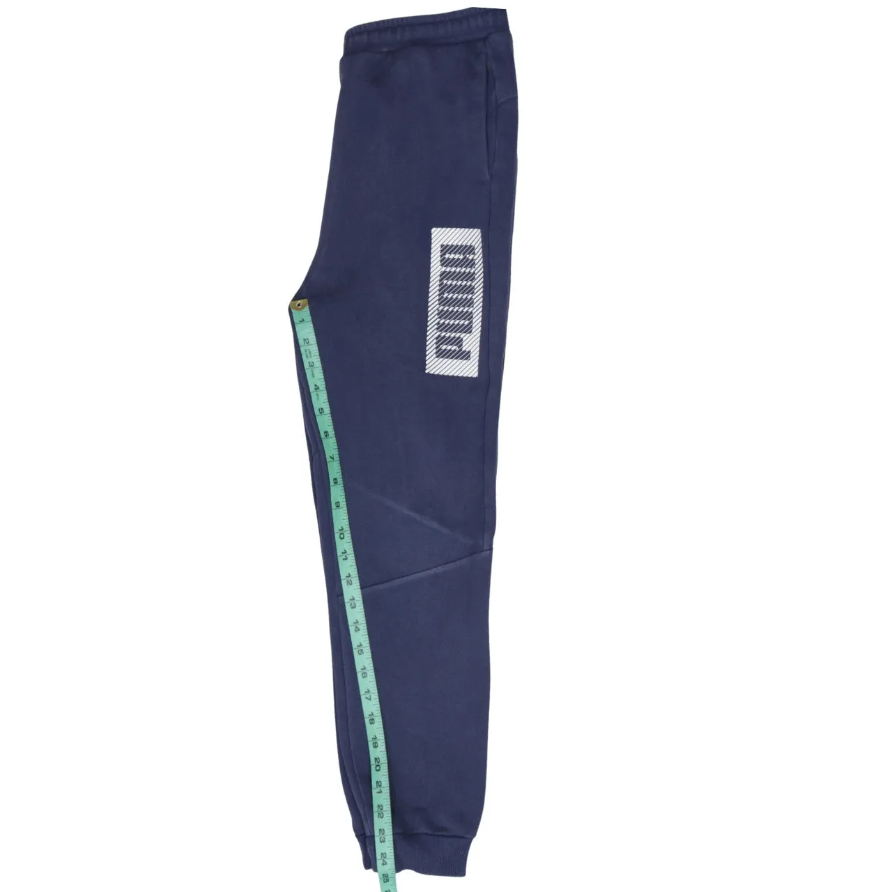 Puma Navy Blue Joggers Men’s 30 Printed Logo Panel Cuffed Fleece Sweatpants sold by Vintage Club product image thumbnail 5