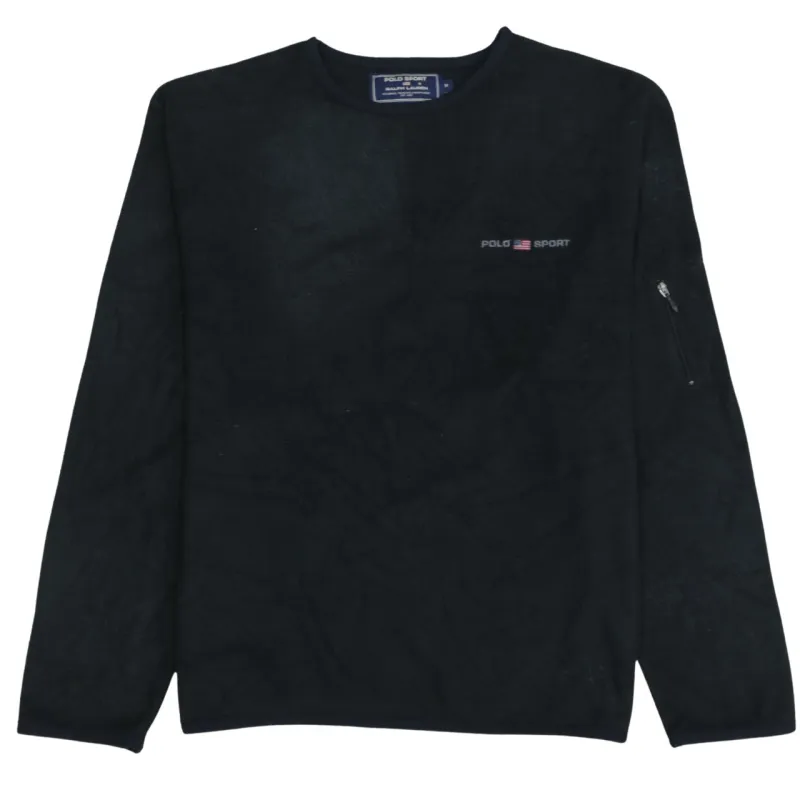 Polo Sport Black Fleece Jumper Men’s Medium Embroidered Chest Logo Sleeve Zip Pocket Sweatshirt sold by Vintage Club