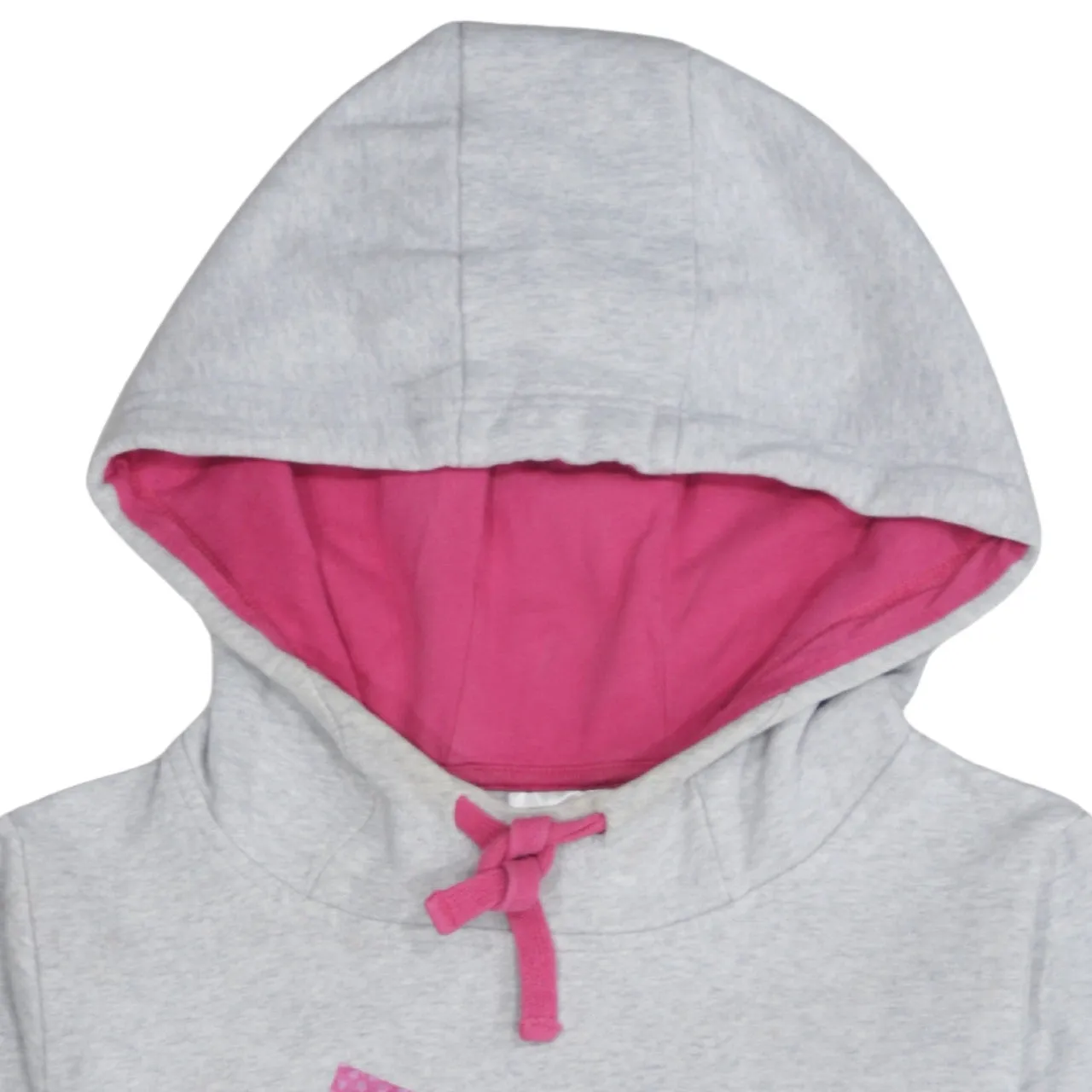 Adidas Light Grey Hoodie Women's Large Pink Logo Fleece Lined Drawstring Pullover Sweatshirt sold by Vintage Club product image thumbnail 3