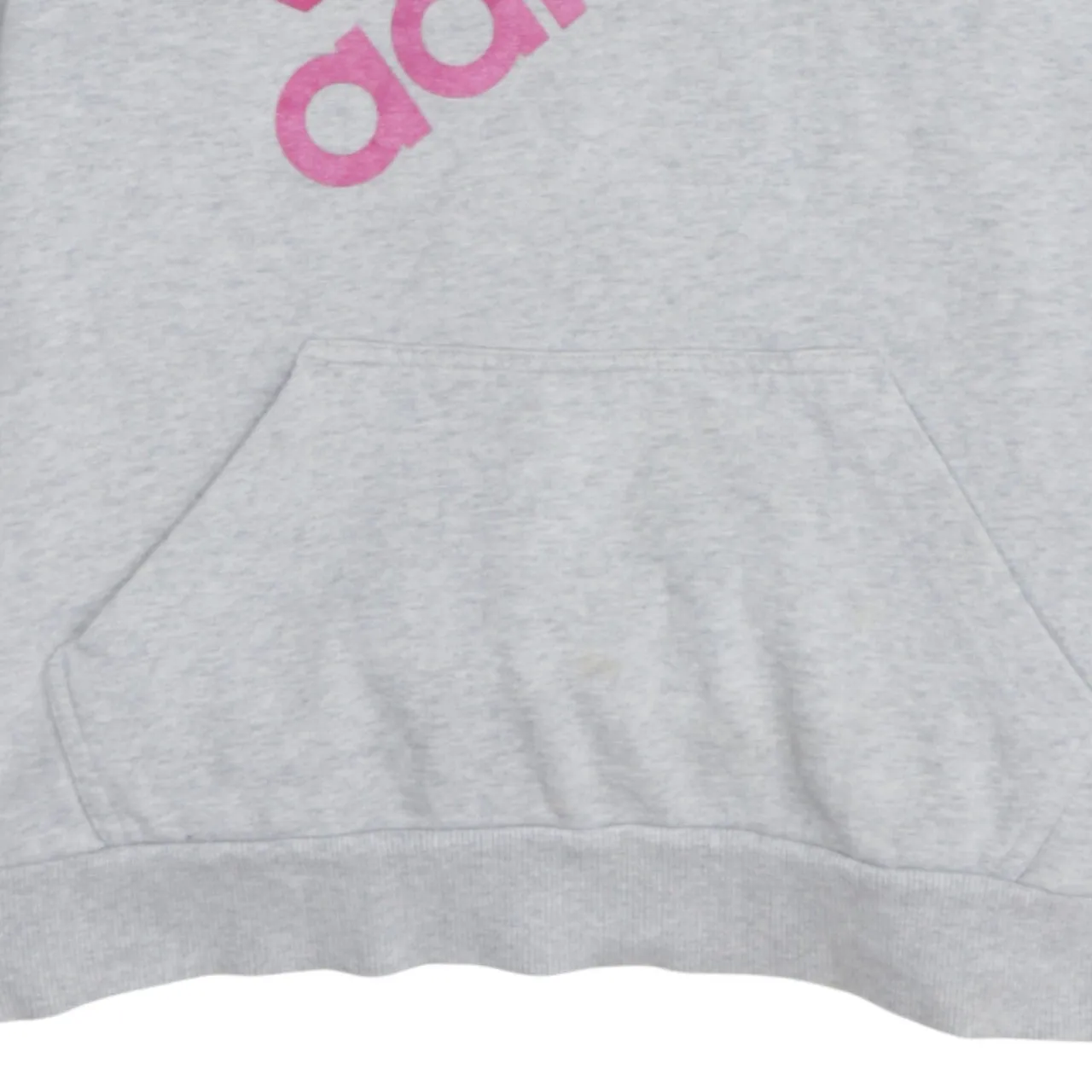 Adidas Light Grey Hoodie Women's Large Pink Logo Fleece Lined Drawstring Pullover Sweatshirt sold by Vintage Club product image thumbnail 4