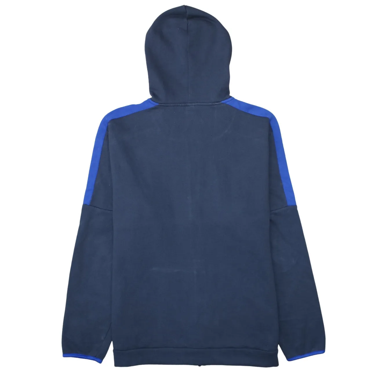 Adidas Navy Blue Full Zip Hoodie Men's Large Printed Logo Three Stripe Sleeves Sweatshirt sold by Vintage Club product image thumbnail 2