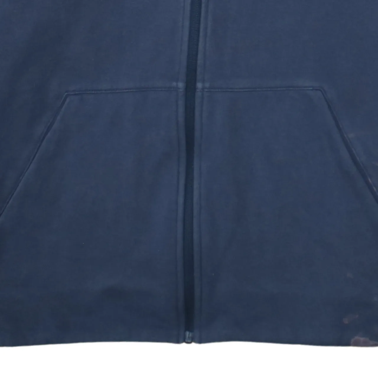 Adidas Navy Blue Full Zip Hoodie Men's Large Printed Logo Three Stripe Sleeves Sweatshirt sold by Vintage Club product image thumbnail 4