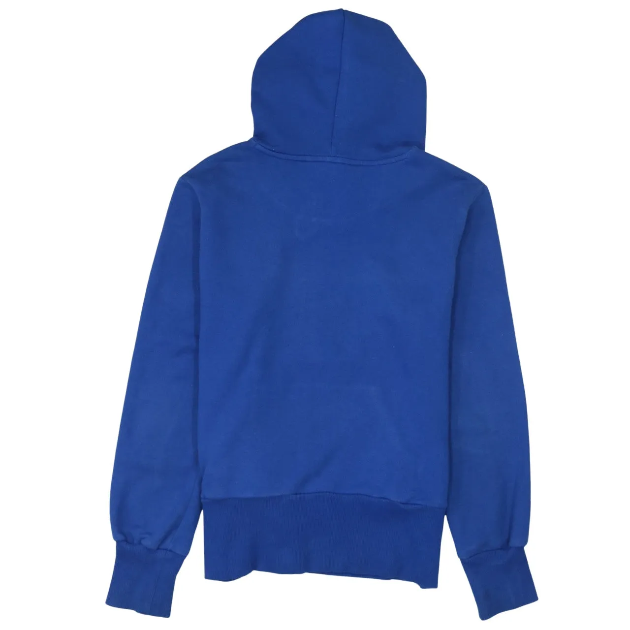 Adidas Blue Hoodie Women's Large Trefoil Printed Logo Front Pocket Pullover Sweatshirt sold by Vintage Club product image thumbnail 2