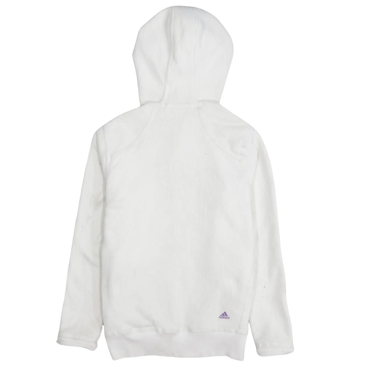 Adidas Cream Zip Hoodie Women’s Large Printed Crest Logo Fleece Lined Sweatshirt sold by Vintage Club product image thumbnail 2