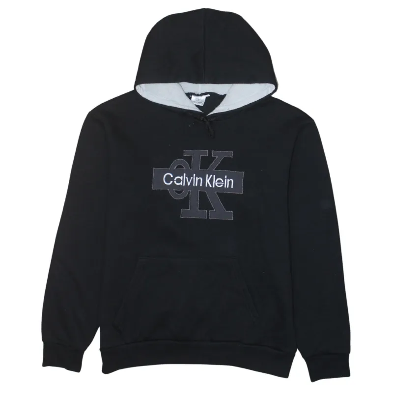 Calvin Klein Black Hoodie Men's Small Embroidered Chest Logo Front Pocket Pullover Sweatshirt sold by Vintage Club