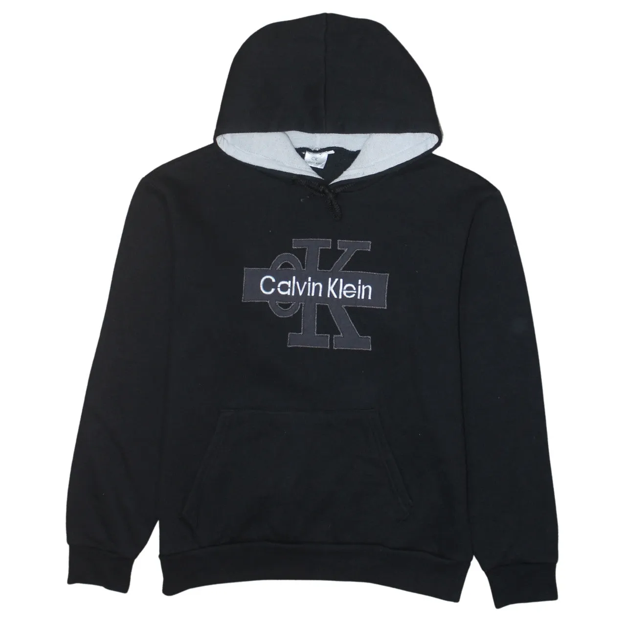 Calvin Klein Black Hoodie Men's Small Embroidered Chest Logo Front Pocket Pullover Sweatshirt sold by Vintage Club