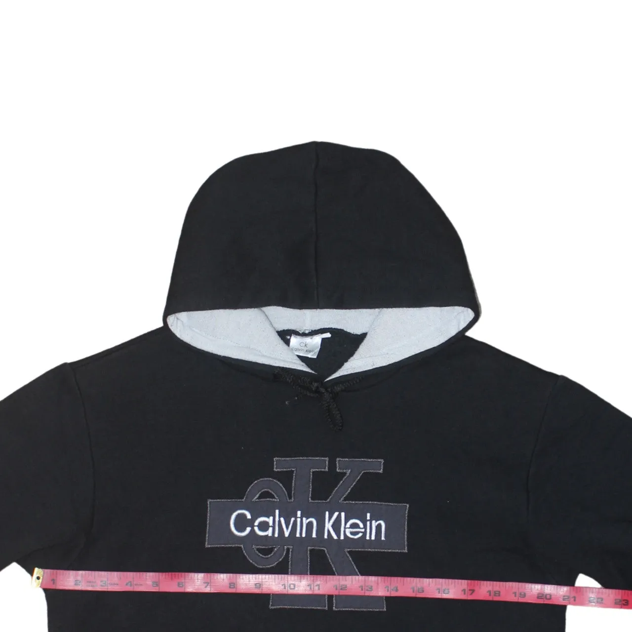 Calvin Klein Black Hoodie Men's Small Embroidered Chest Logo Front Pocket Pullover Sweatshirt sold by Vintage Club product image thumbnail 5