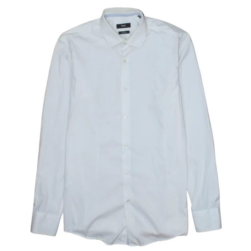 HUGO BOSS White Shirt Men's Small Long Sleeve Slim Fit Button Front Smart Casual made by Hugo Boss