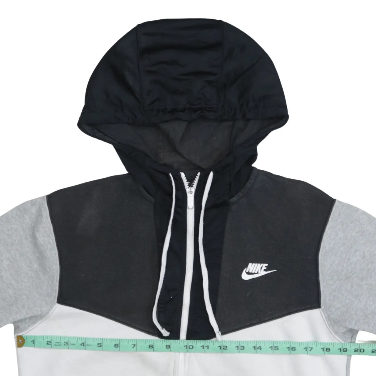 Nike Grey Colour Block Hoodie Men's XSmall Printed Logo Full Zip Sweatshirt sold by Vintage Club product image thumbnail 5