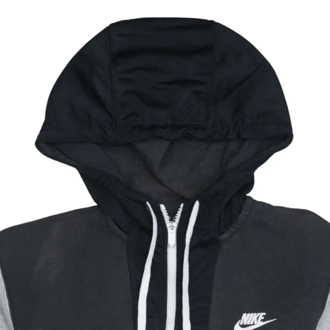 Nike Grey Colour Block Hoodie Men's XSmall Printed Logo Full Zip Sweatshirt sold by Vintage Club product image thumbnail 3