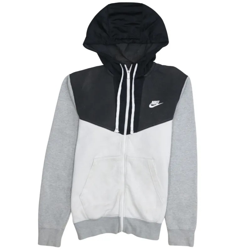 Nike Grey Colour Block Hoodie Men's XSmall Printed Logo Full Zip Sweatshirt made by Nike