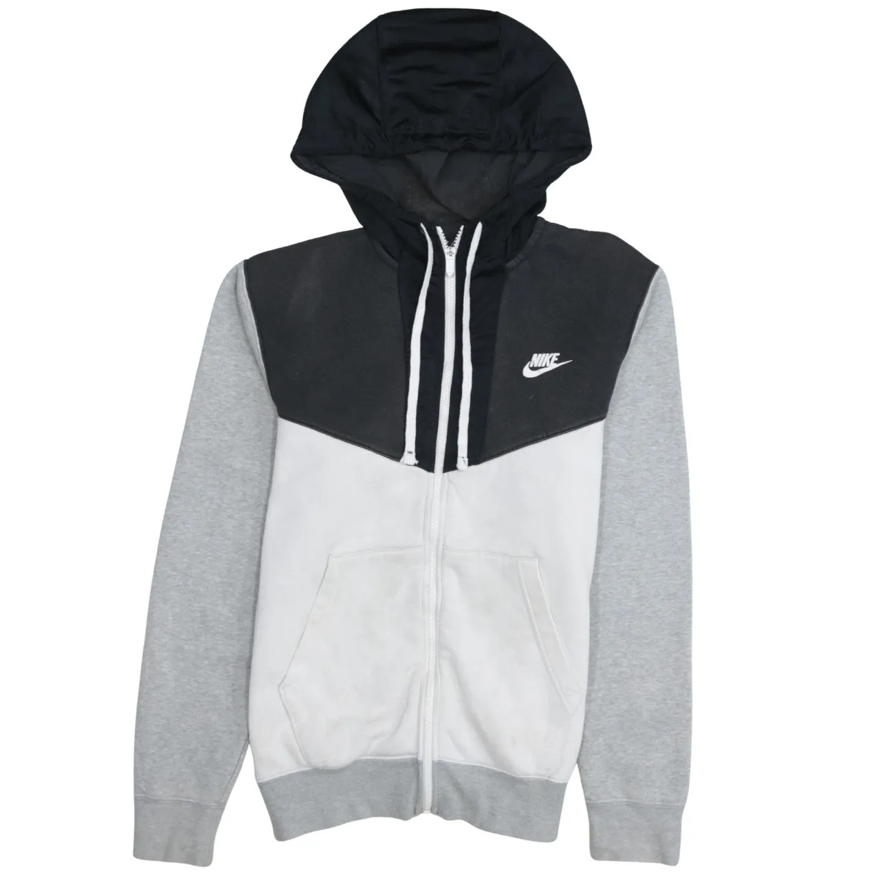 Nike Grey Colour Block Hoodie Men's XSmall Printed Logo Full Zip Sweatshirt sold by Vintage Club