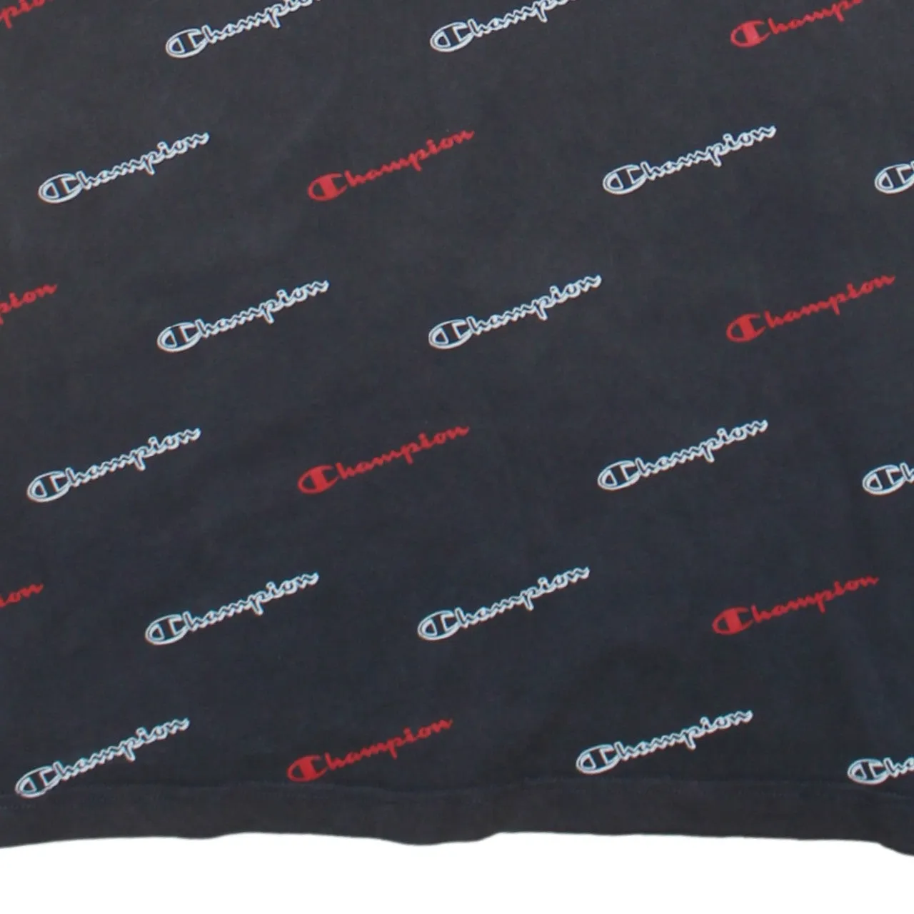 Champion Black All Over Logo T Shirt Men's Medium Short Sleeve Printed Casual Tee sold by Vintage Club product image thumbnail 3