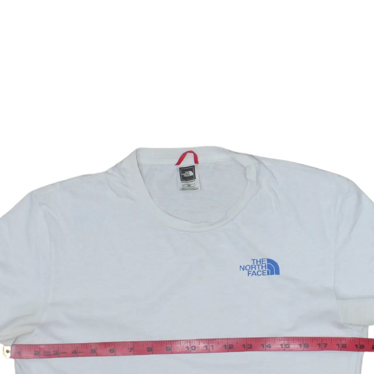 The North Face White T Shirt Men’s Small Blue Printed Chest Back Logo Casual Top sold by Vintage Club product image thumbnail 5