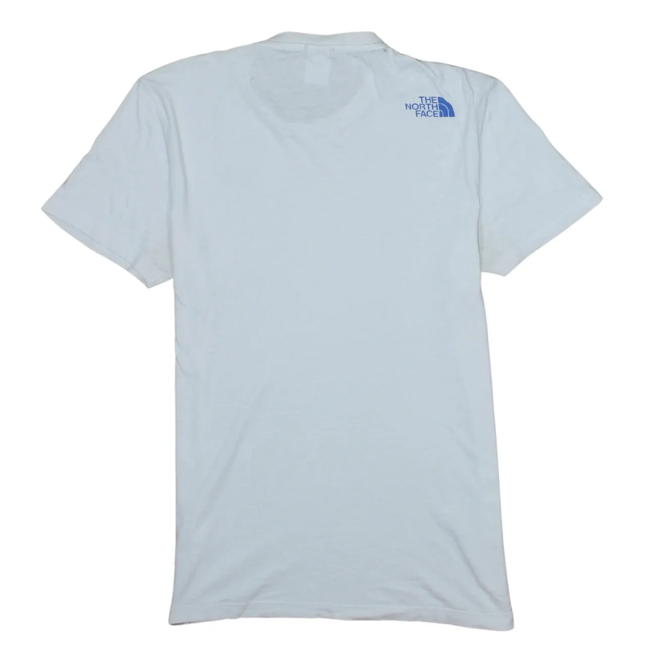 The North Face White T Shirt Men’s Small Blue Printed Chest Back Logo Casual Top sold by Vintage Club product image thumbnail 2