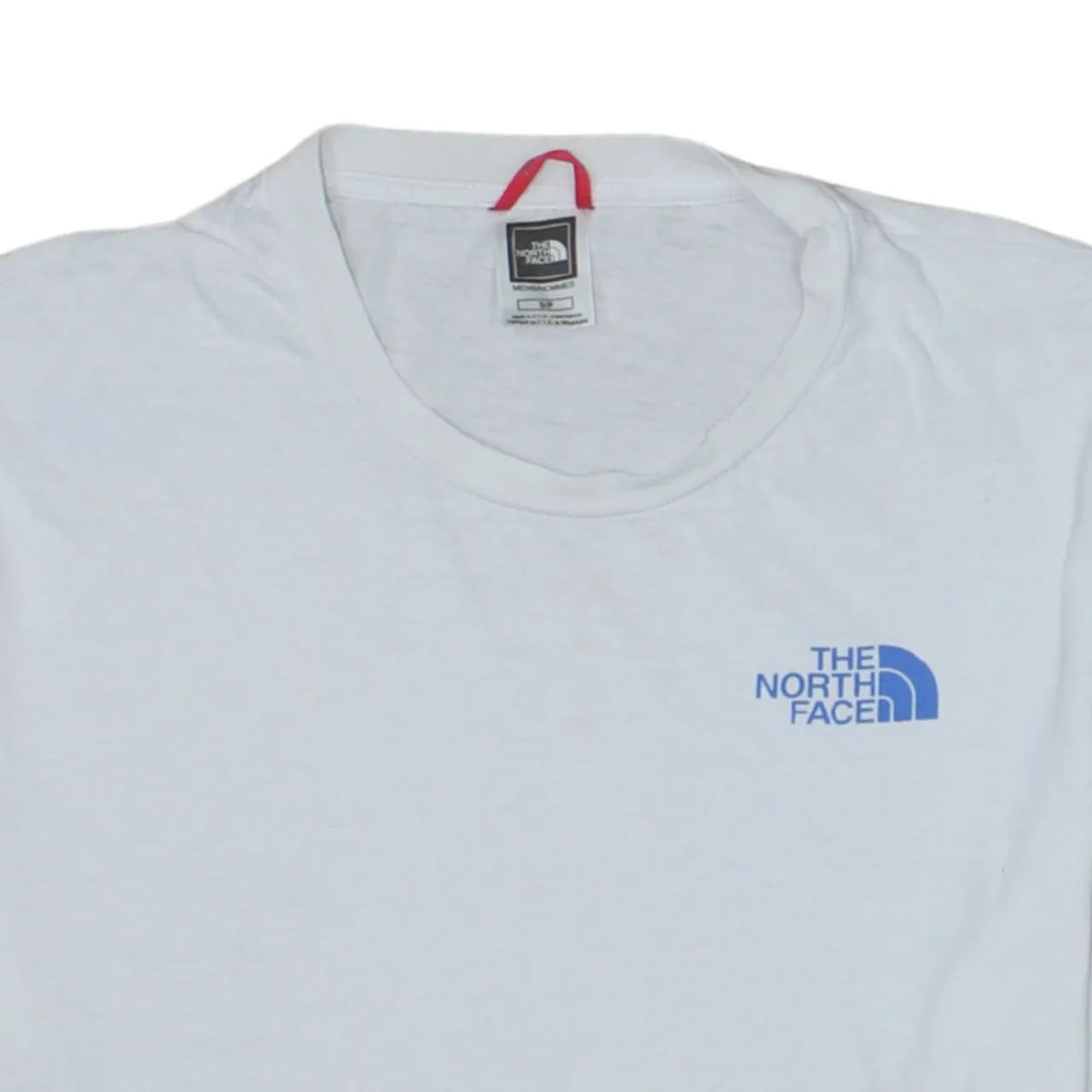 The North Face White T Shirt Men’s Small Blue Printed Chest Back Logo Casual Top sold by Vintage Club product image thumbnail 3