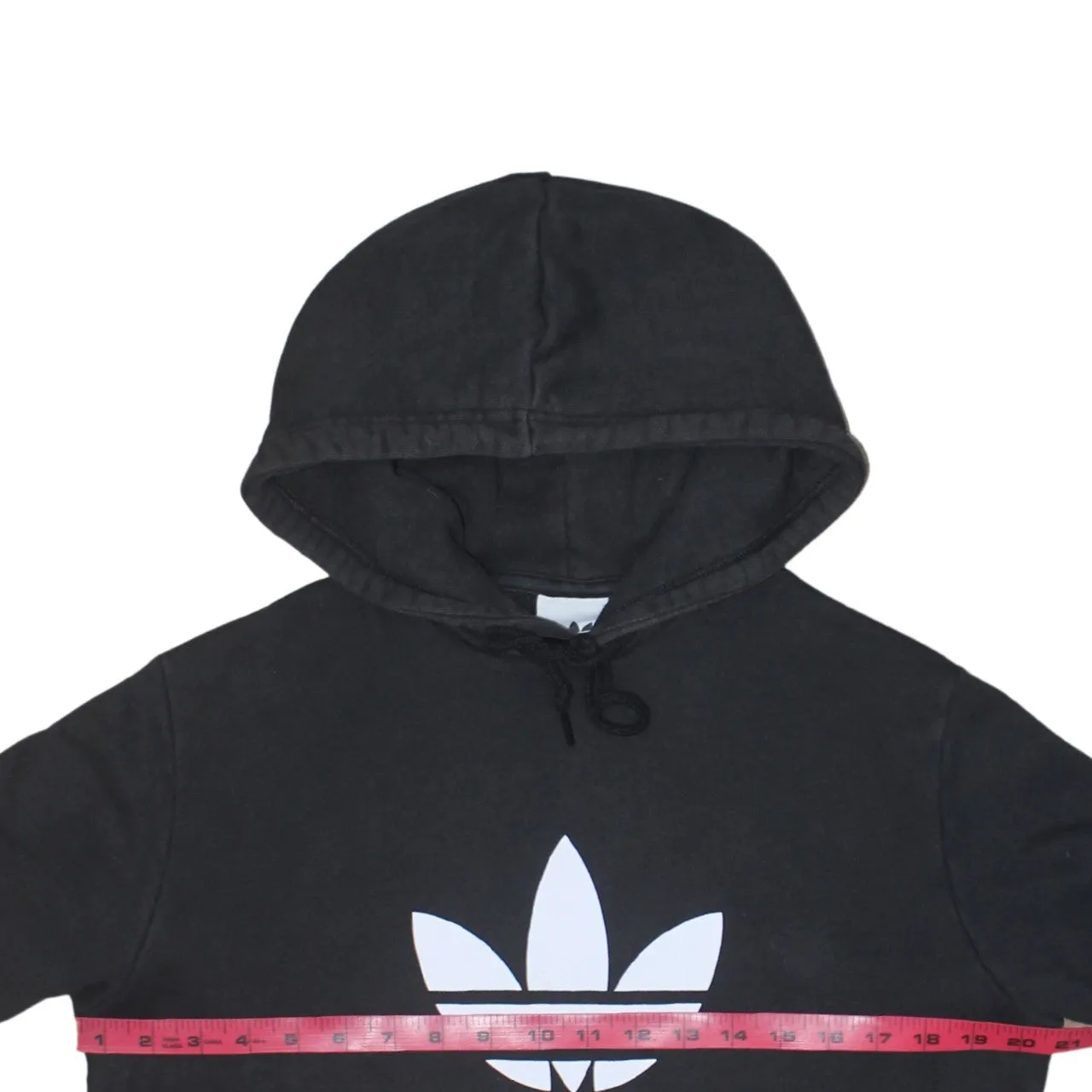 Adidas Black Hoodie Men's Medium Trefoil Printed Logo Front Pocket Pullover Sweatshirt sold by Vintage Club product image thumbnail 5