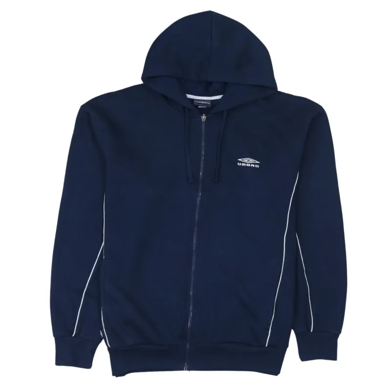 Umbro Navy Blue Zip Hoodie Men's Small Embroidered Logo Contrast Piping Sweatshirt made by Umbro