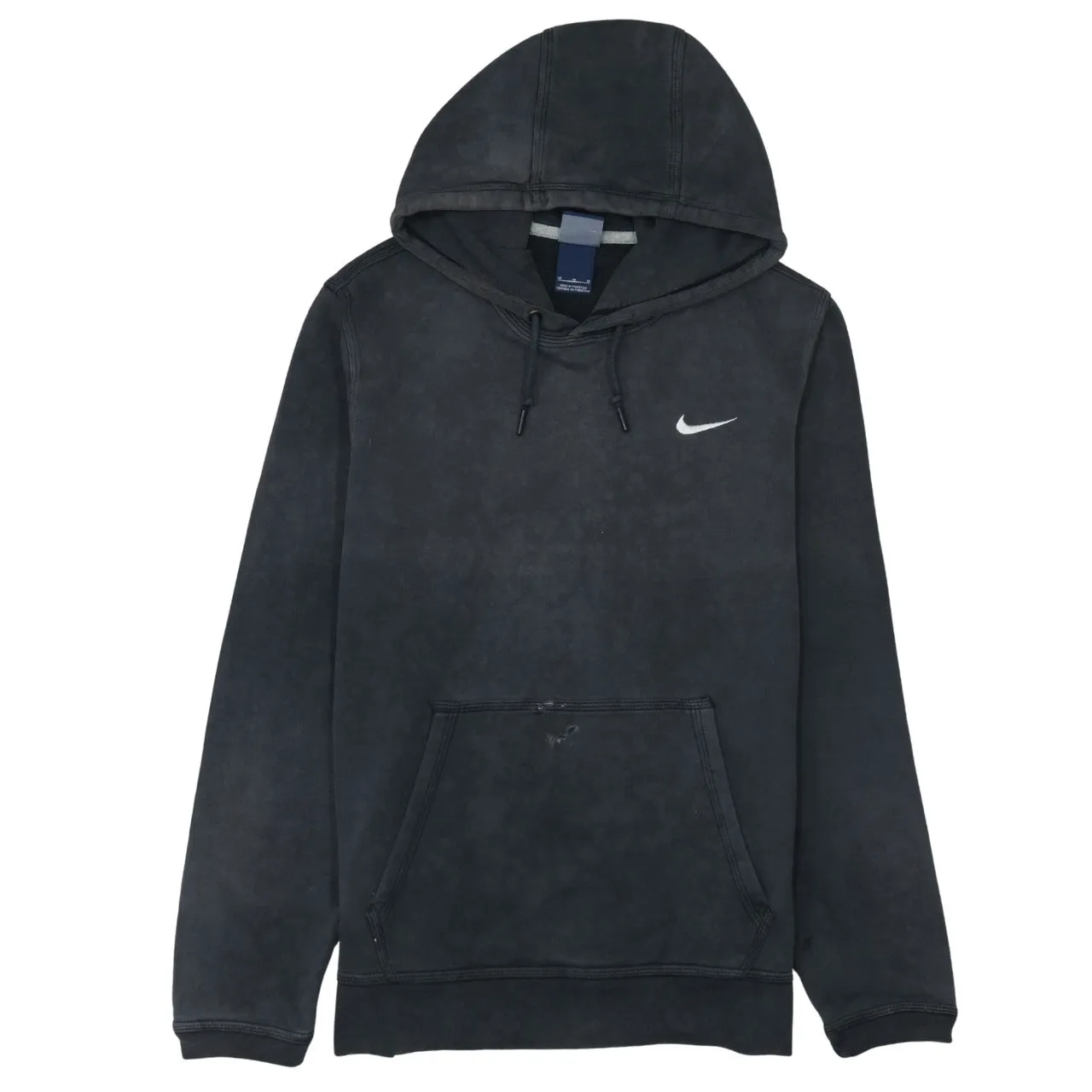 Nike Faded Black Hoodie Men’s Medium Embroidered Swoosh Front Pocket Pullover Sweatshirt sold by Vintage Club