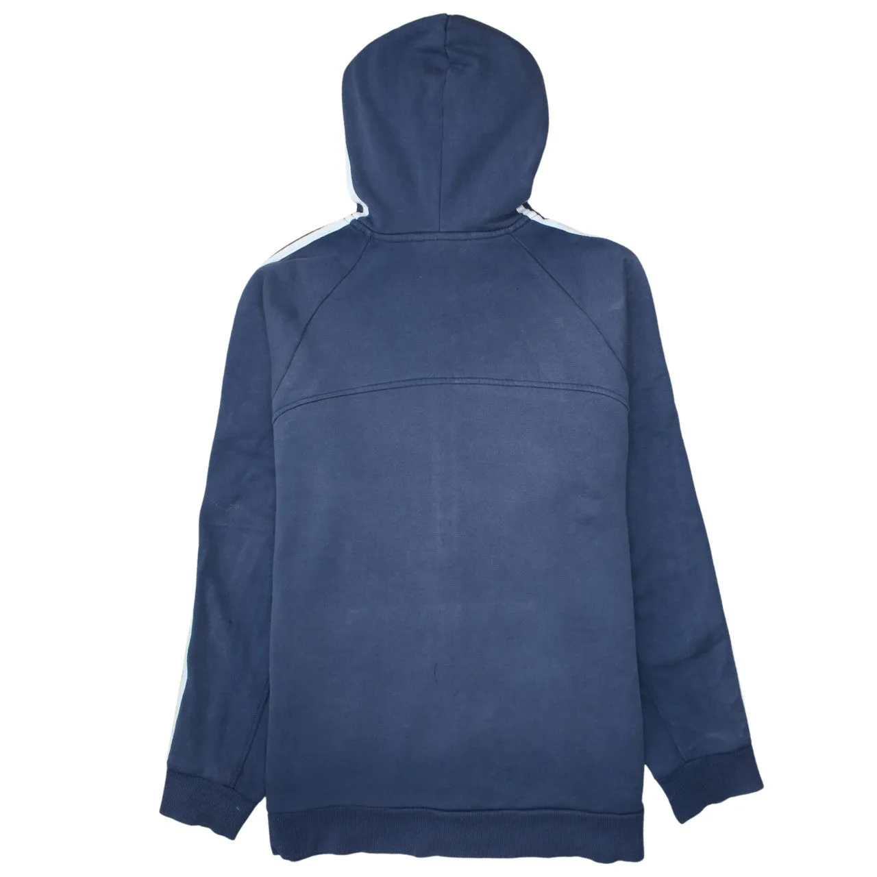 Adidas Navy Blue Hoodie Men's Large Full Zip Three Stripe Sleeves Embroidered Logo Sweatshirt sold by Vintage Club product image thumbnail 2