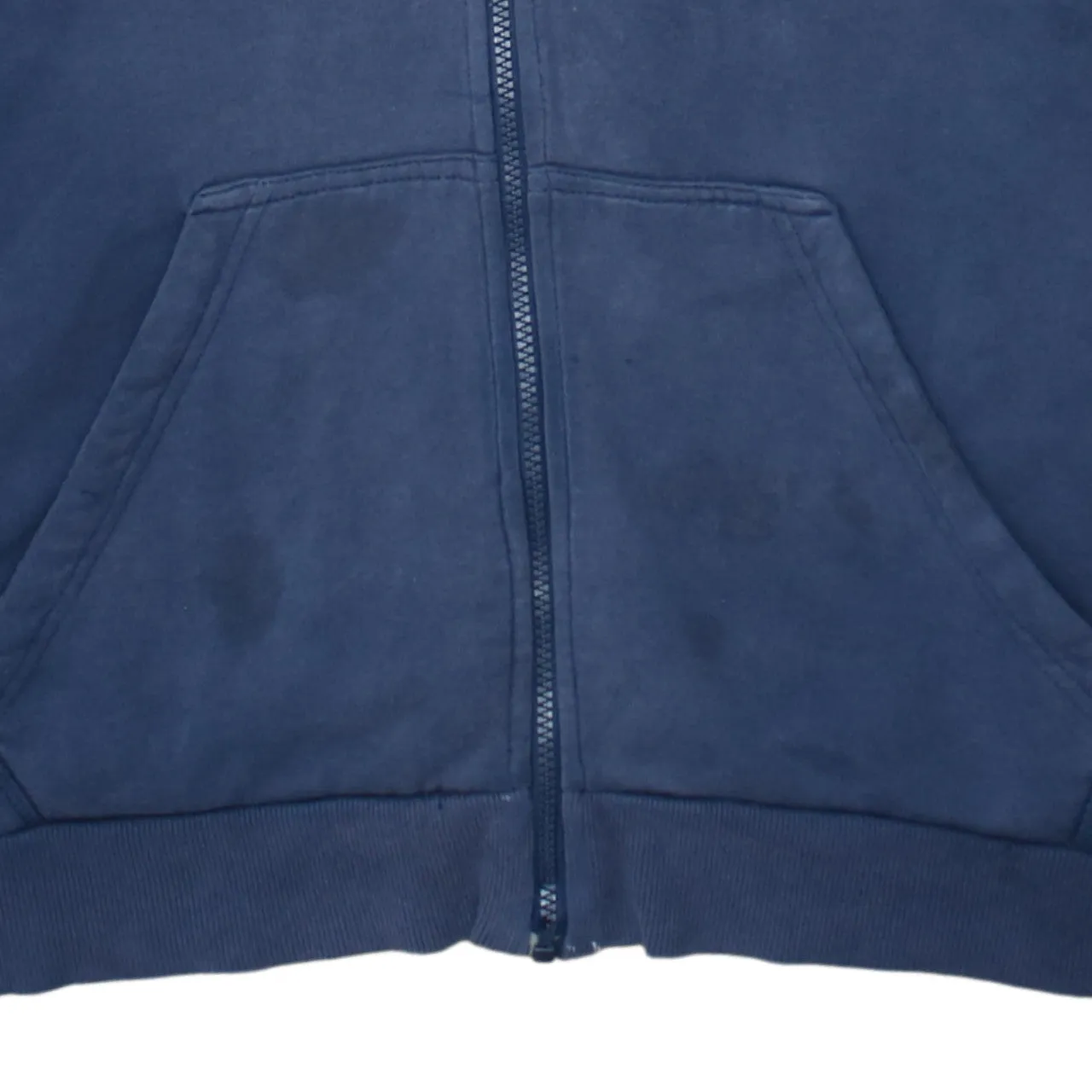 Adidas Navy Blue Hoodie Men's Large Full Zip Three Stripe Sleeves Embroidered Logo Sweatshirt sold by Vintage Club product image thumbnail 4