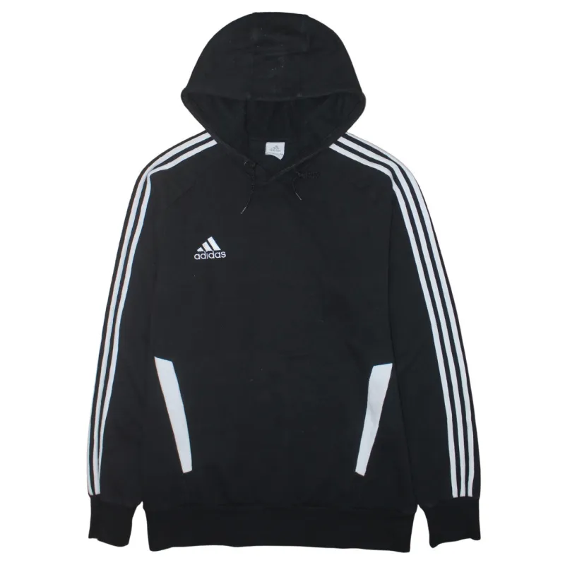 Adidas Black Hoodie Women’s Small Three Stripe Sleeves Embroidered Logo Pullover Top sold by Vintage Club