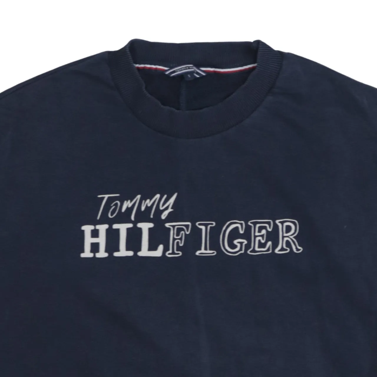 Tommy Hilfiger Navy Blue Sweatshirt Men's Small Embroidered Logo Crewneck Pullover Top sold by Vintage Club product image thumbnail 3