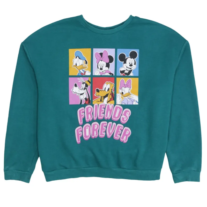 Disney Teal Sweatshirt Women's Large Friends Forever Printed Graphic Pullover Top sold by Vintage Club