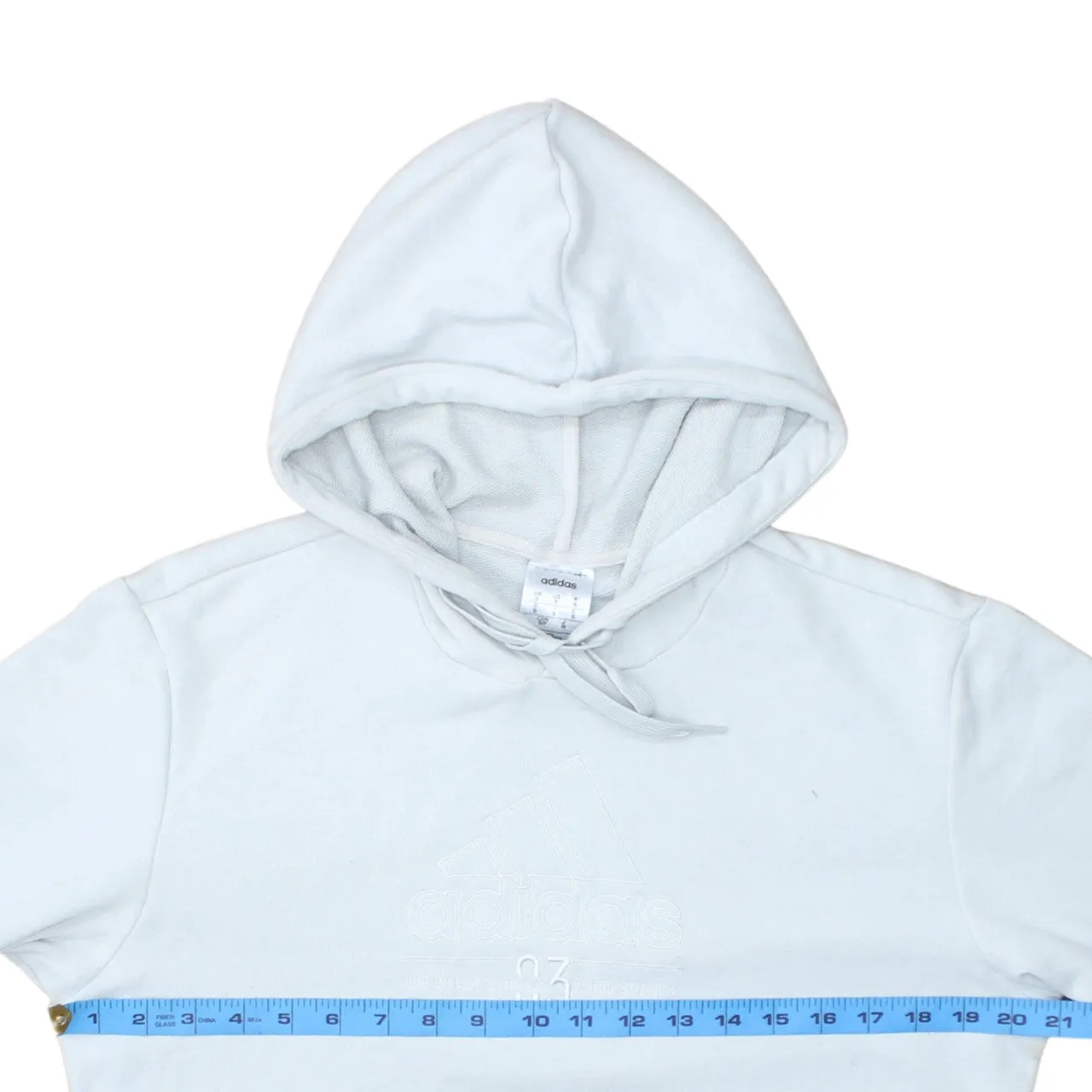 Adidas White Hoodie Men's Small Embossed Logo Front Pocket Pullover Sweatshirt sold by Vintage Club product image thumbnail 5