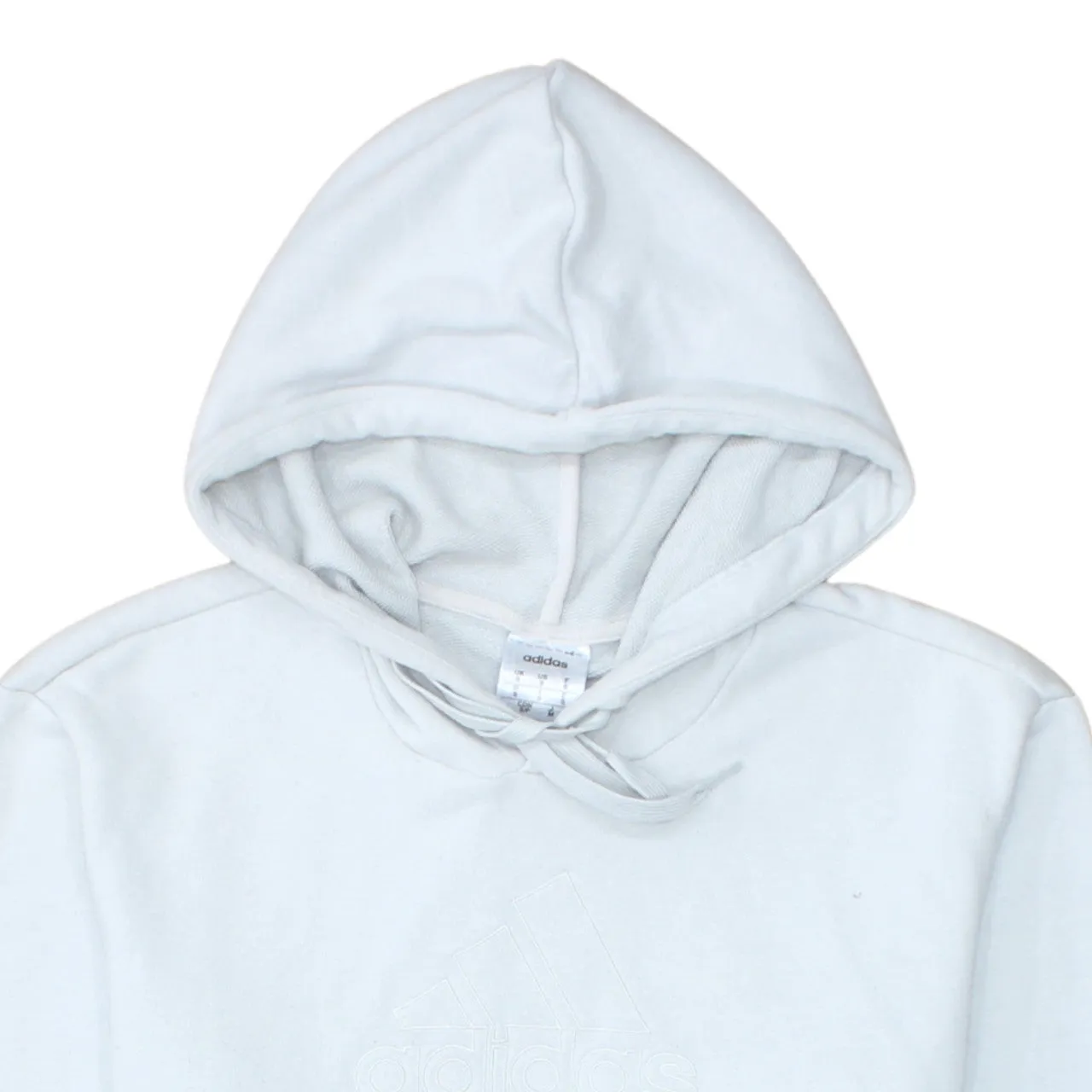 Adidas White Hoodie Men's Small Embossed Logo Front Pocket Pullover Sweatshirt sold by Vintage Club product image thumbnail 3