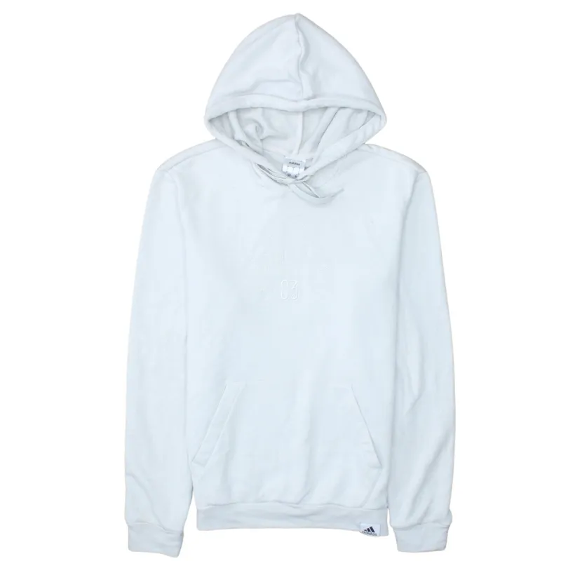 Adidas White Hoodie Men's Small Embossed Logo Front Pocket Pullover Sweatshirt sold by Vintage Club