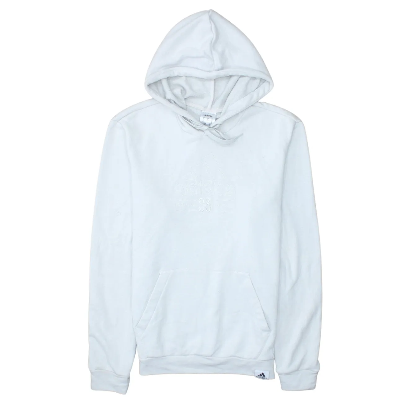 Adidas White Hoodie Men's Small Embossed Logo Front Pocket Pullover Sweatshirt sold by Vintage Club