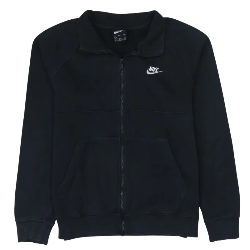 Nike Black Full Zip Sweatshirt Men's Small Embroidered Swoosh Split Pockets Fleece Jacket sold by Vintage Club