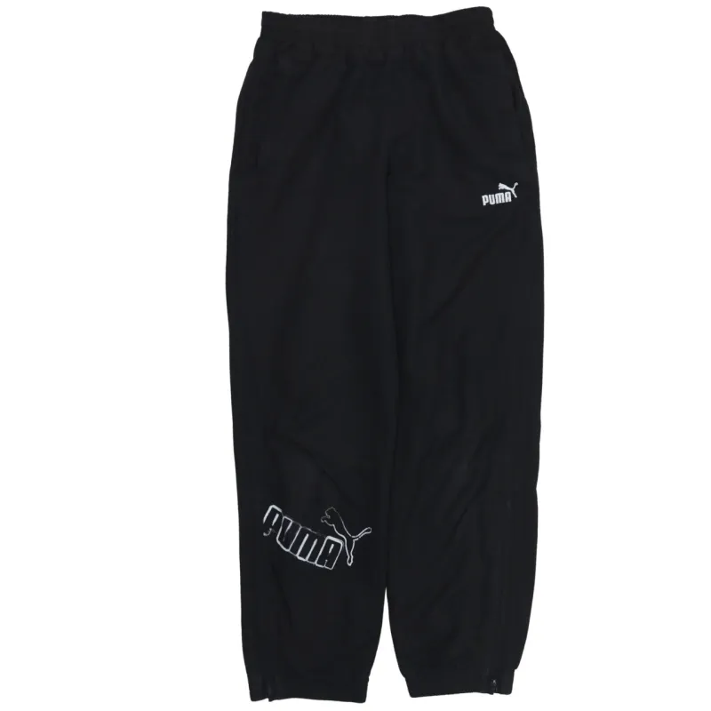 Puma Black Joggers Men's Large Embroidered Logos Elasticated Cuffs Zip Hem Sweatpants sold by Vintage Club