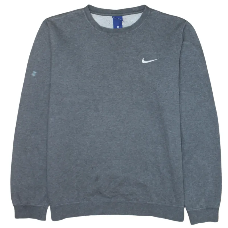 Nike Dark Grey Sweatshirt Men's Medium Printed Swoosh Logo Crewneck Pullover Top made by Nike