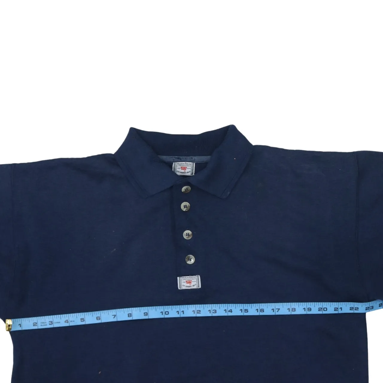 Levi's Navy Blue Long Sleeve Polo Shirt Men's Medium Embroidered Logo Button Front Top sold by Vintage Club product image thumbnail 5