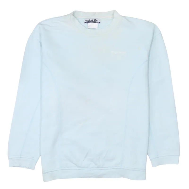 Reebok Light Blue Sweatshirt Men's Medium Embroidered Chest Logo Crewneck Pullover Top sold by Vintage Club
