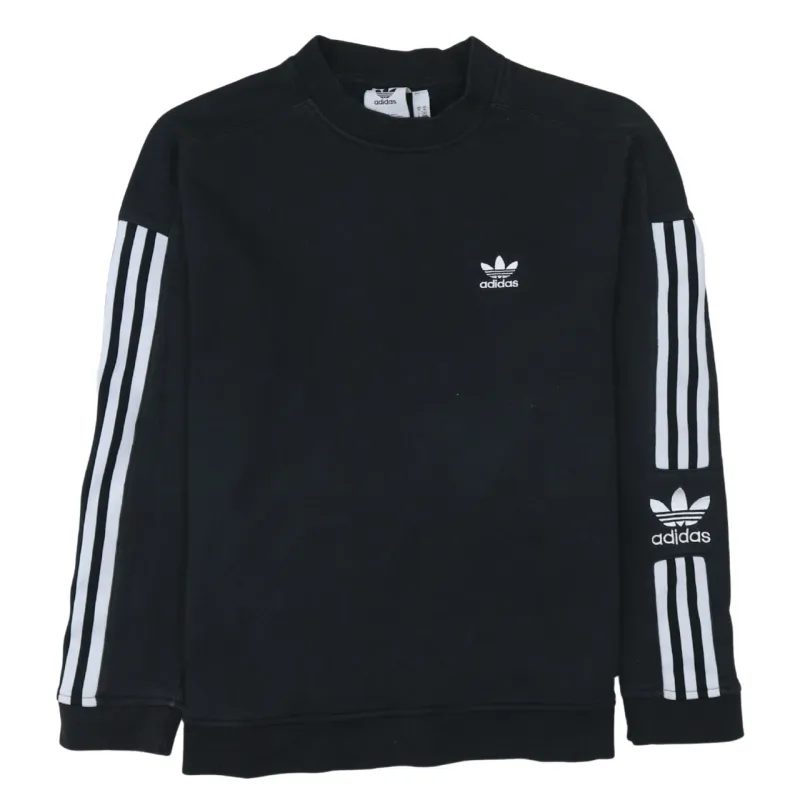 Adidas Black Sweatshirt Men's Medium Trefoil Logos Three Stripe Sleeves Pullover Top sold by Vintage Club
