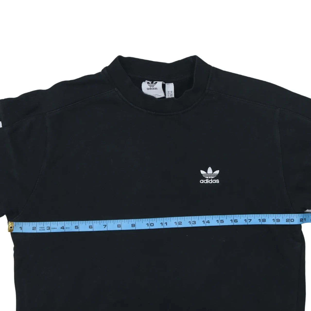 Adidas Black Sweatshirt Men's Medium Trefoil Logos Three Stripe Sleeves Pullover Top sold by Vintage Club product image thumbnail 5