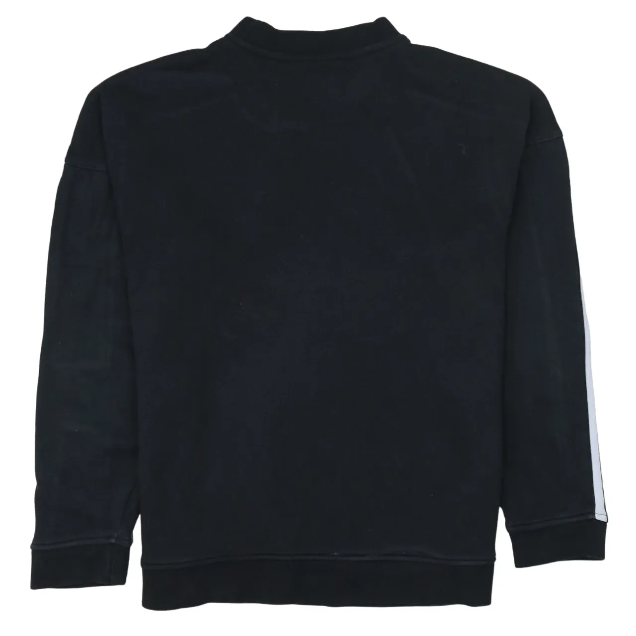 Adidas Black Sweatshirt Men's Medium Trefoil Logos Three Stripe Sleeves Pullover Top sold by Vintage Club product image thumbnail 2