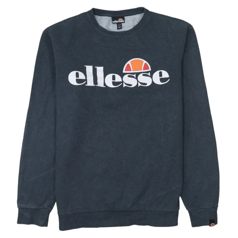 Ellesse Dark Grey Sweatshirt Men's Medium Printed Front Logo Crewneck Pullover Fleece Top made by Ellesse