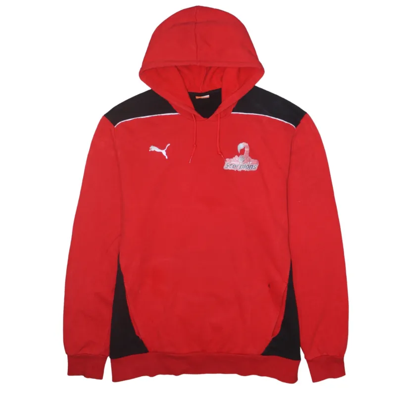 Puma Red Black Hoodie Men’s XXLarge Printed Logos Scorpions TUI Pullover Sweatshirt made by Puma