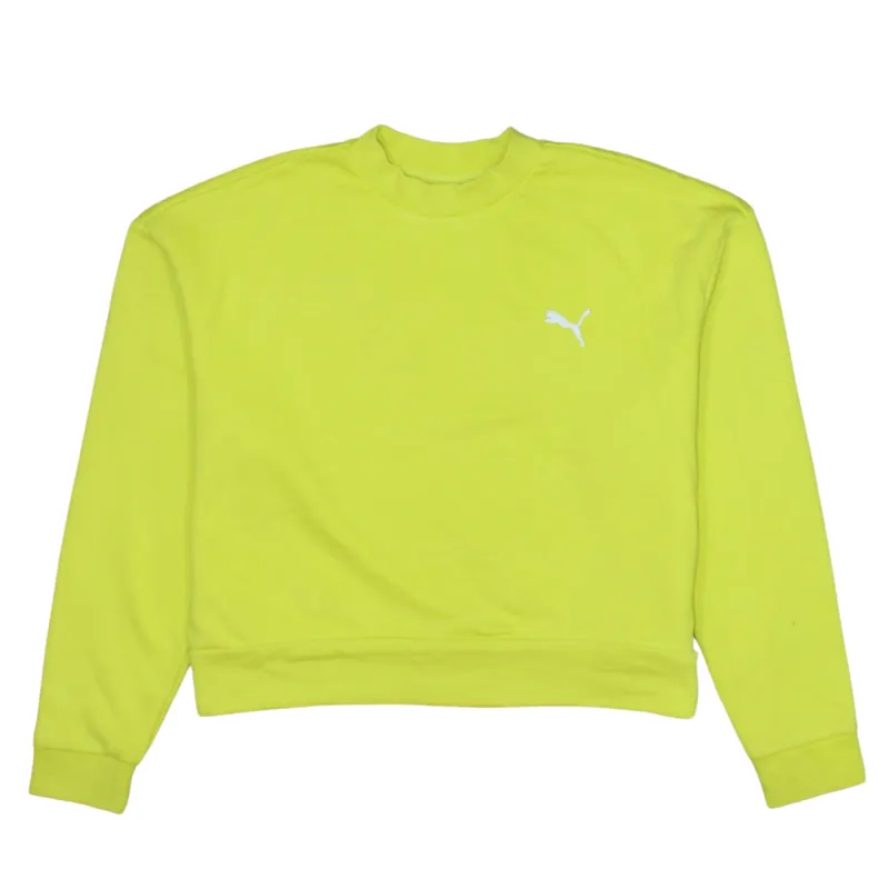Puma Neon Yellow Sweatshirt Men's XSmall Embroidered Chest Logo Ribbed Crewneck Pullover Top made by Puma