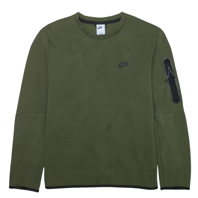 Nike Olive Green Sweatshirt Men’s Large Embroidered Chest Logo Zip Sleeve Pocket Pullover Top sold by Vintage Club