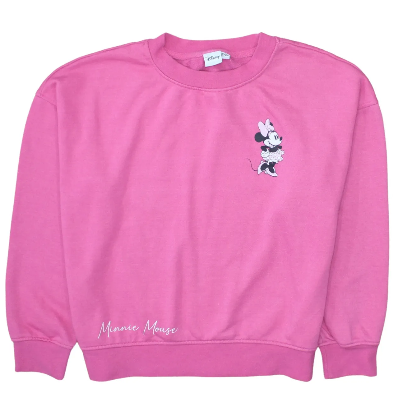 Disney Pink Sweatshirt Women's Small Minnie Mouse Printed Logo Crewneck Pullover Top sold by Vintage Club