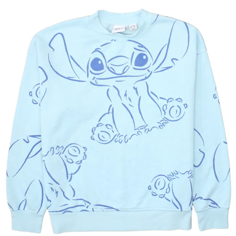 Disney Light Blue Sweatshirt Women’s Small Stitch All Over Printed Graphic Pullover Top sold by Vintage Club
